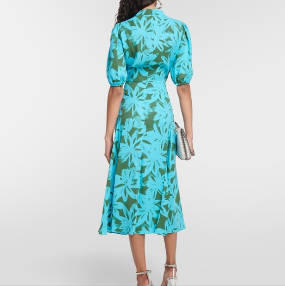 NEW Diane von Furstenberg Nella Floral-print Crepe Midi Dress - Blue - Picture 2 of 2